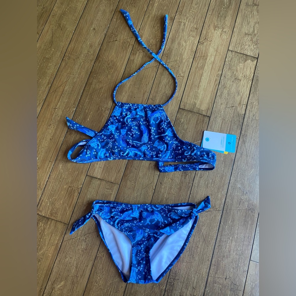 Snapper Rock Leopard print two-piece halter swimsuit